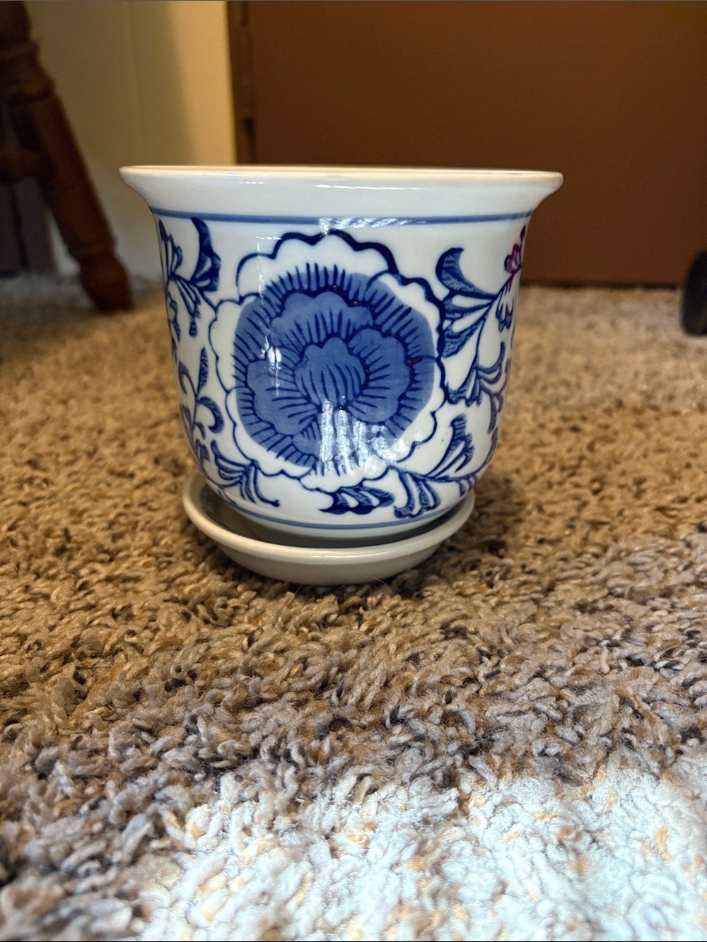 Antique Chinese Blue and White Jardiniere Planter Porcelin Pot